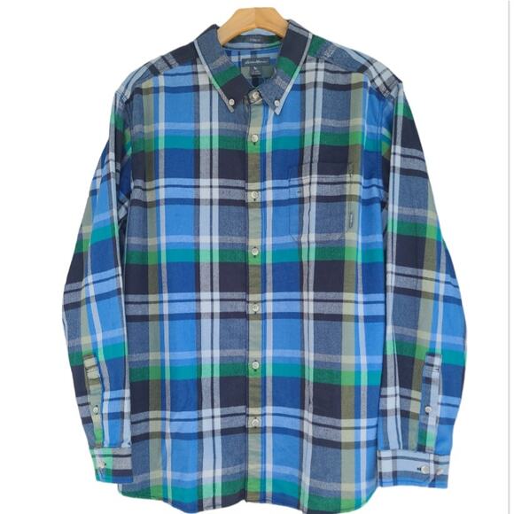 NWT Eddie Bauer Plaid Flannel Shirt Classic Fit Blue Multi Men Size XXL Casual - Picture 2 of 10